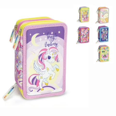 Penare echipate - Penar echipat - colectia pentru fete cu 3 fermoare 13 x 20 x 6.5 cm modele diferite