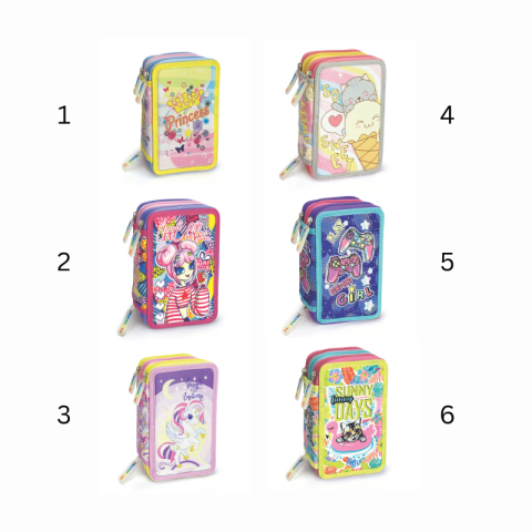 Penar echipat - colectia pentru fete cu 3 fermoare 13 x 20 x 6.5 cm modele diferite [1]