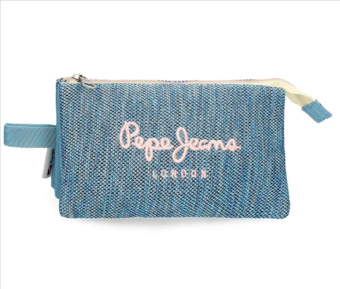 Penar fete Pepe Jeans Lena 3 compartimente albastru deschis 22 x 12 x 5 cm [0]