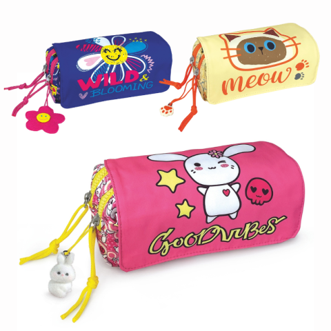 Rechizite școlare - Penar Good Things Are Blooming 3 compartimente 21.5cm x 10cm x 9cm Lebez