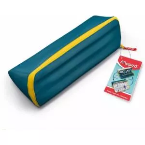 Rechizite școlare - Penar Maped tip etui triunghiular XXL 1 compartiment albastru galben 23x9x9 cm