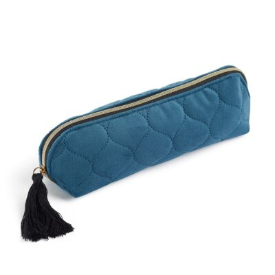 Rechizite școlare - Penar etui 1 compartiment British Bloom Velvet Blue Miquelrius 21.5 x 5.8 cm