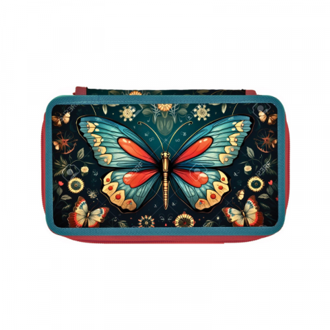 Noutăți Librăria Compas - Penar Herlitz neechipat 2 compartimente fete Butterfly