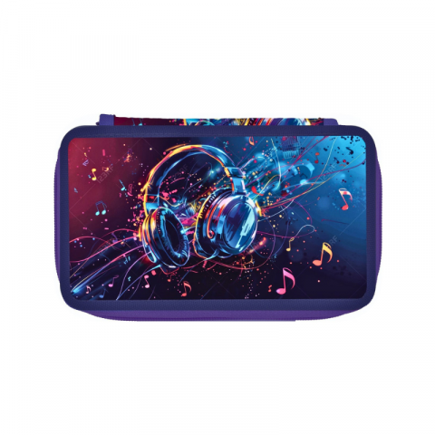 Rechizite școlare - Penar neechipat mov 2 compartimente Herlitz Music