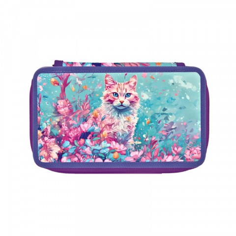 Noutăți Librăria Compas - Penar neechipat Herlitz fete 3 compartimente Cat