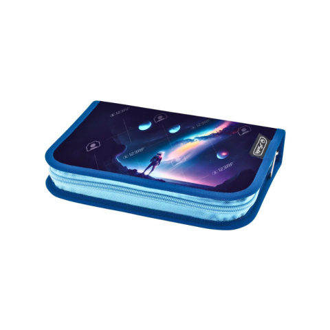 Noutăți Librăria Compas - Penar neechipat cu 2 clape Herlitz 1 compartiment albastru Space Light