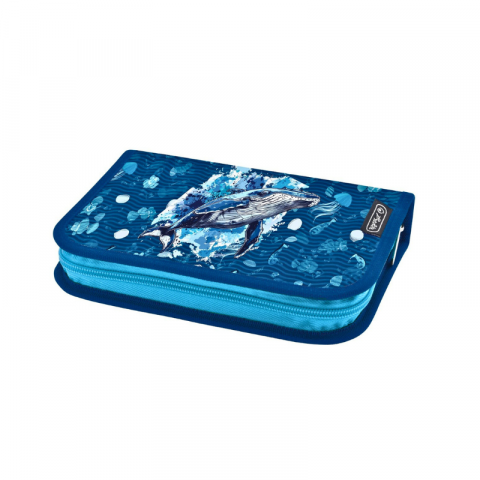 Promoții de Toamnă - Penar neechipat baieti Herlitz 1 compartiment Blue Whale