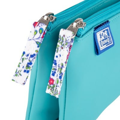 Penar tip etui dublu Oxford 2 Zip Floral Pastel turcoaz [1]