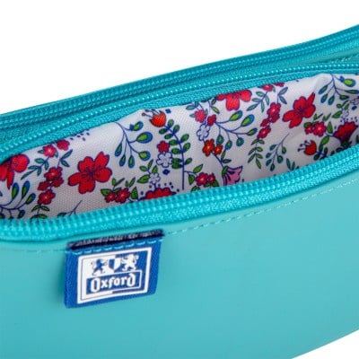Penar tip etui dublu Oxford 2 Zip Floral Pastel turcoaz [2]