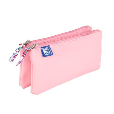 Noutăți Librăria Compas - Penar tip etui dublu Oxford 2 Zip Floral Pastel roz deschis