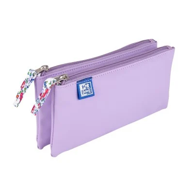 Rechizite școlare - Penar Oxford 2 compartimente lila floral 23 x 11 x 4.5 cm