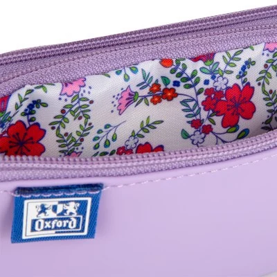 Penar Oxford 2 compartimente lila floral 23 x 11 x 4.5 cm [1]