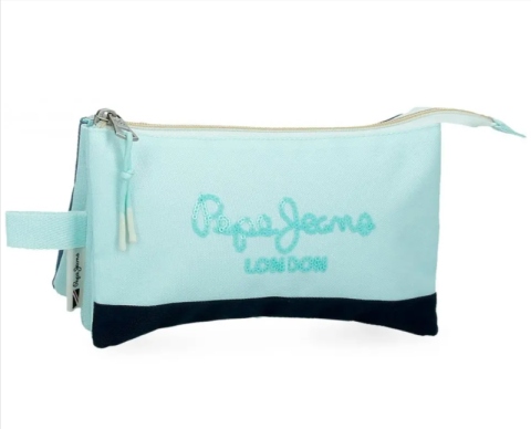 Rechizite școlare - Penar scoala fete Pepe Jeans Dalma 3 compartimente turcoaz 22 x 12 x 5 cm