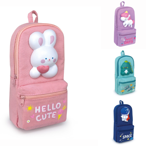 Rechizite școlare - Penar Squishy cu 2 compartimente model rucsac culori diferite