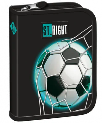 Rechizite școlare - Penar St.Right cu 1 compartiment si 2 extensii neechipat Neon Football 20.5x14x3.5 cm