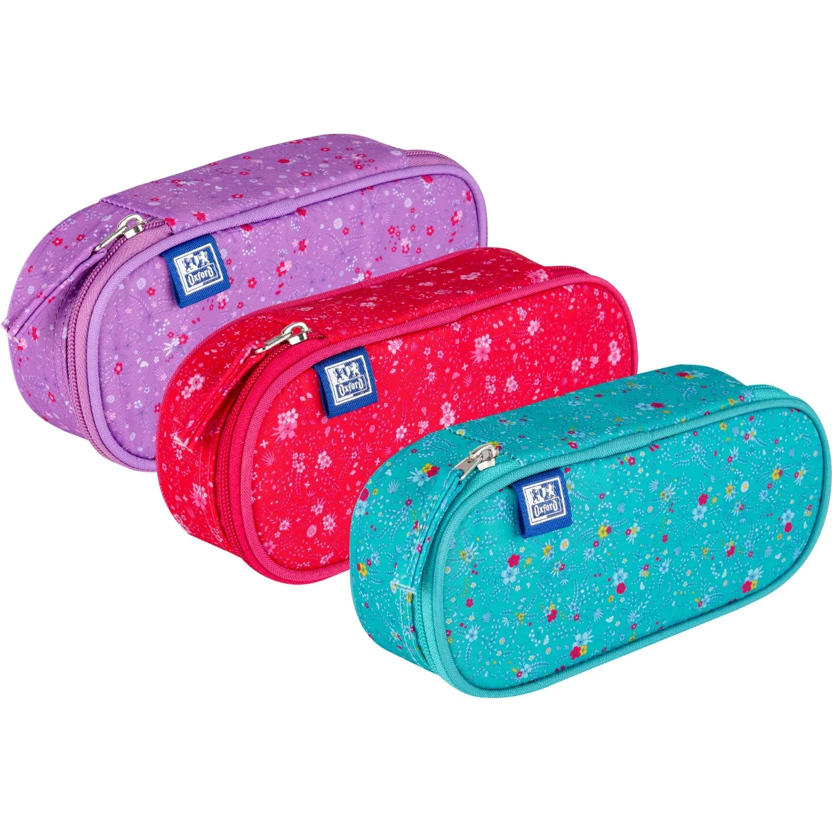 Penare tip etui - Penar tip etui oval 1 clapa Oxford Floral culori asortate