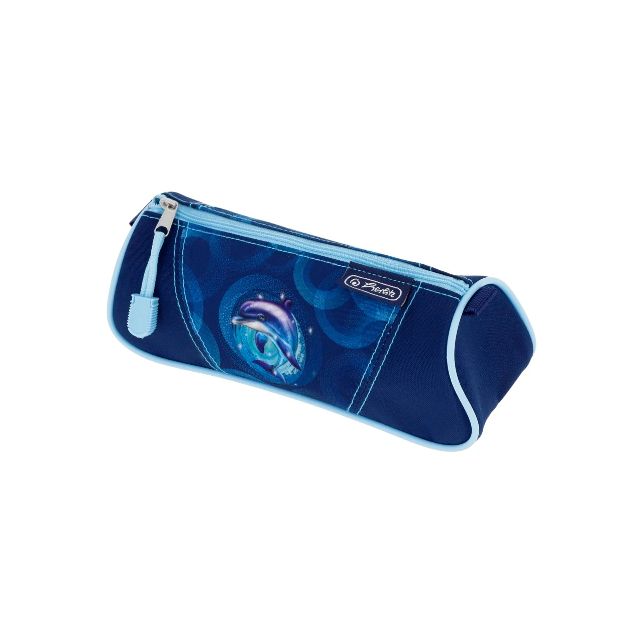Rechizite școlare - Penar tip etui triunghiular 21.5x8x7 cm motiv Dolphin Ride