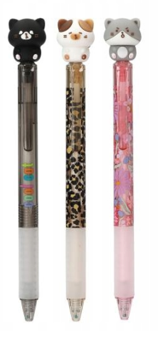 Instrumente de scris - Pix cu gel termosensibil cu stergere 0.7 mm cu topper pisica diverse culori