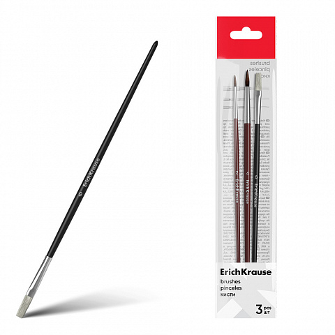 Noutăți Librăria Compas - Set 3 pensule pictura ErichKrause par natural ponei si perisor marimi 2 4 si 6