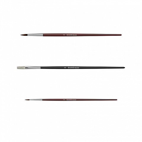 Set 3 pensule pictura ErichKrause par natural ponei si perisor marimi 2 4 si 6 [2]