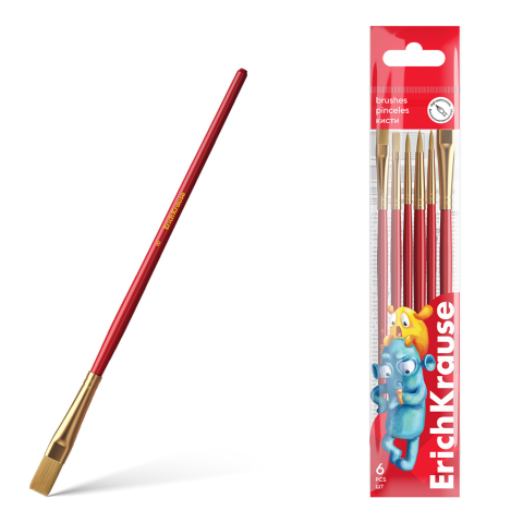 Noutăți Librăria Compas - Set 6 pensule pictura ErichKrause Jolly Friends par sintetic marimi variate