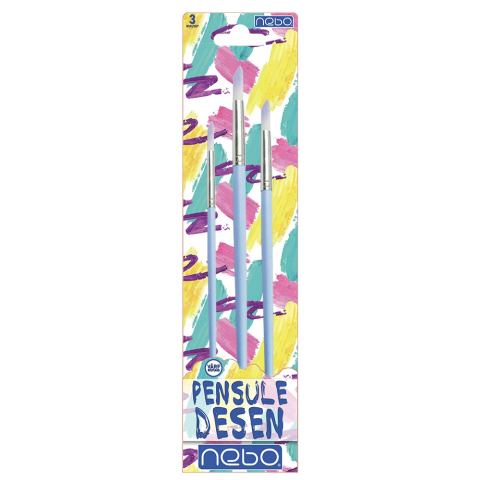 Pensule desen culori pastel varf rotund 3 buc /set Nebo variante diferite [3]