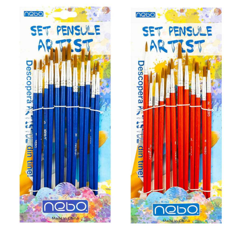 Pensule școlare - Pensule varf rotund 12/set Nebo