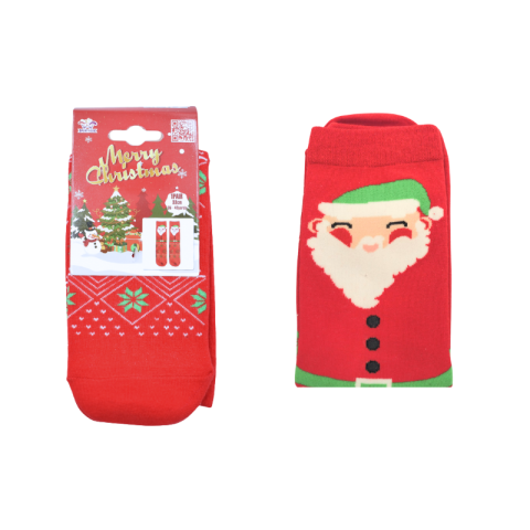 Sosete bumbac Craciun marime 35-43 Mos Craciun fundal rosu [3]