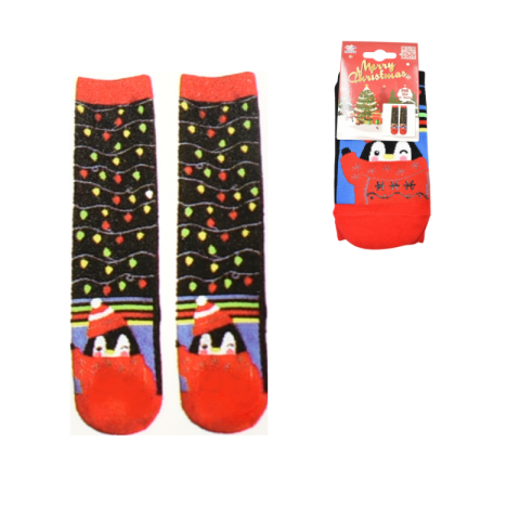 Șosete și ciorapi Crăciun - Sosete bumbac Craciun marime 35-43 pinguin si decoratiuni festive