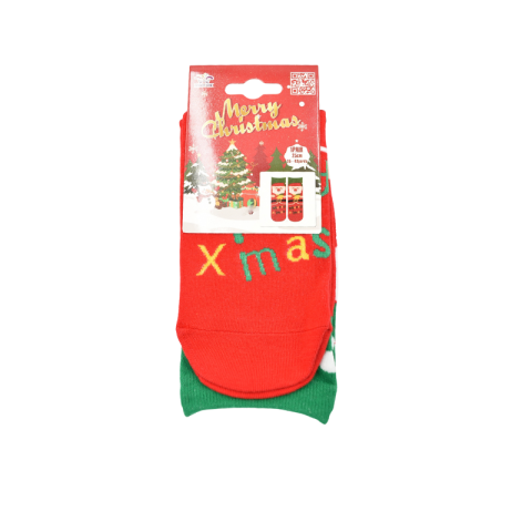 Sosete bumbac Craciun marime 35-43 Merry Xmas fundal rosu [1]