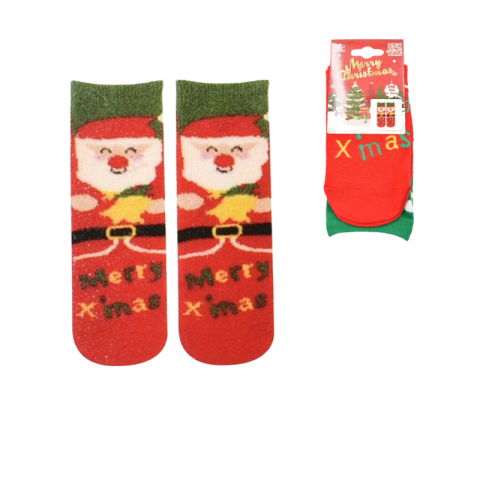 Noutăți Librăria Compas - Sosete bumbac Craciun marime 35-43 Merry Xmas fundal rosu