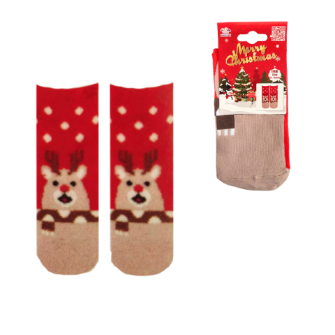 Noutăți Librăria Compas - Sosete bumbac Craciun marime 35-43 ren cu fular