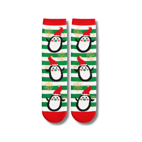 Sosete bumbac Craciun marime 35-43 cu dungi verzi [4]