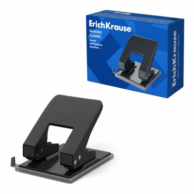 Birotică și accesorii birou - Perforator 40 coli Quadro classic negru 11.2 x 12.2 cm Erich Krause