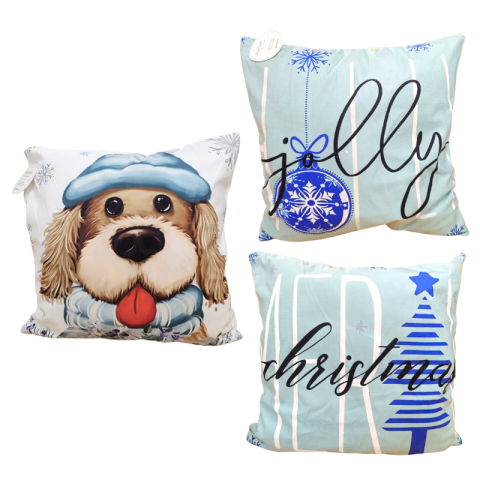 Noutăți Librăria Compas - Perna decorativa Craciun albastru 45x45cm