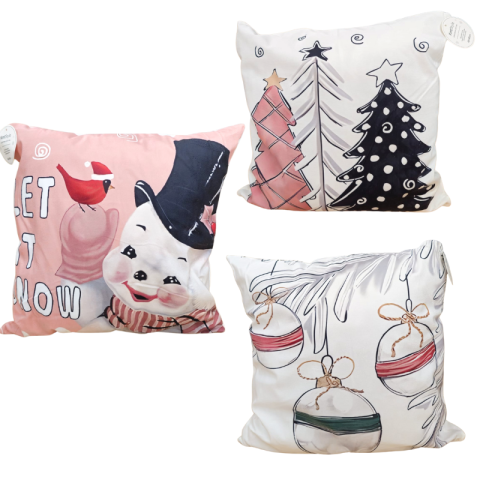 Noutăți Librăria Compas - Perna decorativa Craciun roz 45x45cm