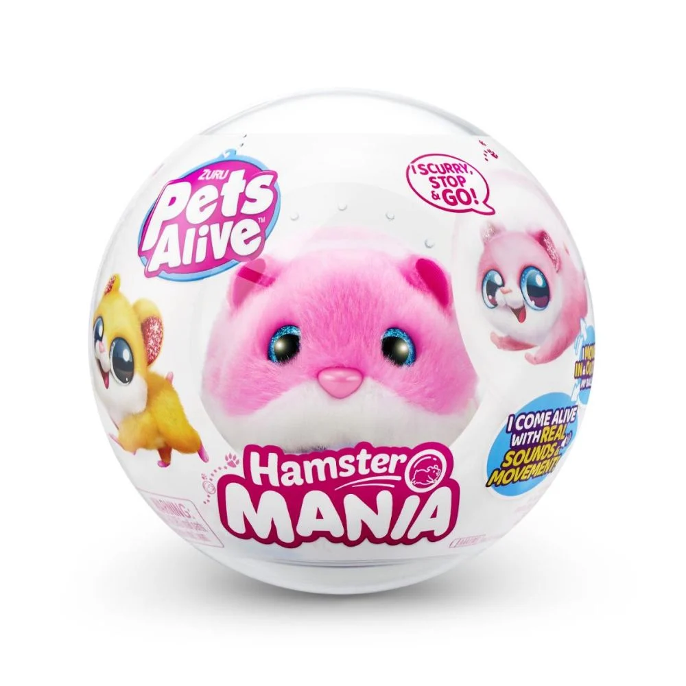 Jucării de pluș - Jucarie de plus Pets Alive Hamster Roz