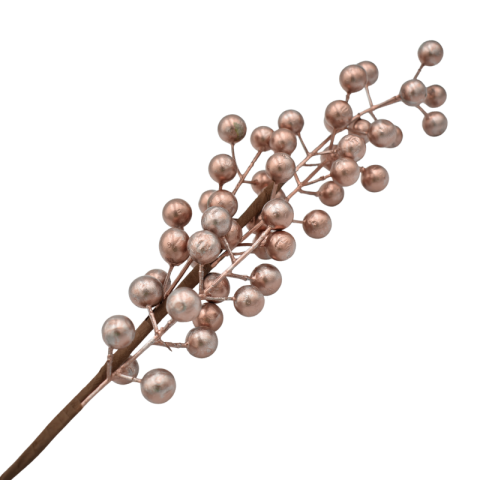 Aranjamente și coronițe - Pick decorativ bobite metalizate roz-auriu 40 cm