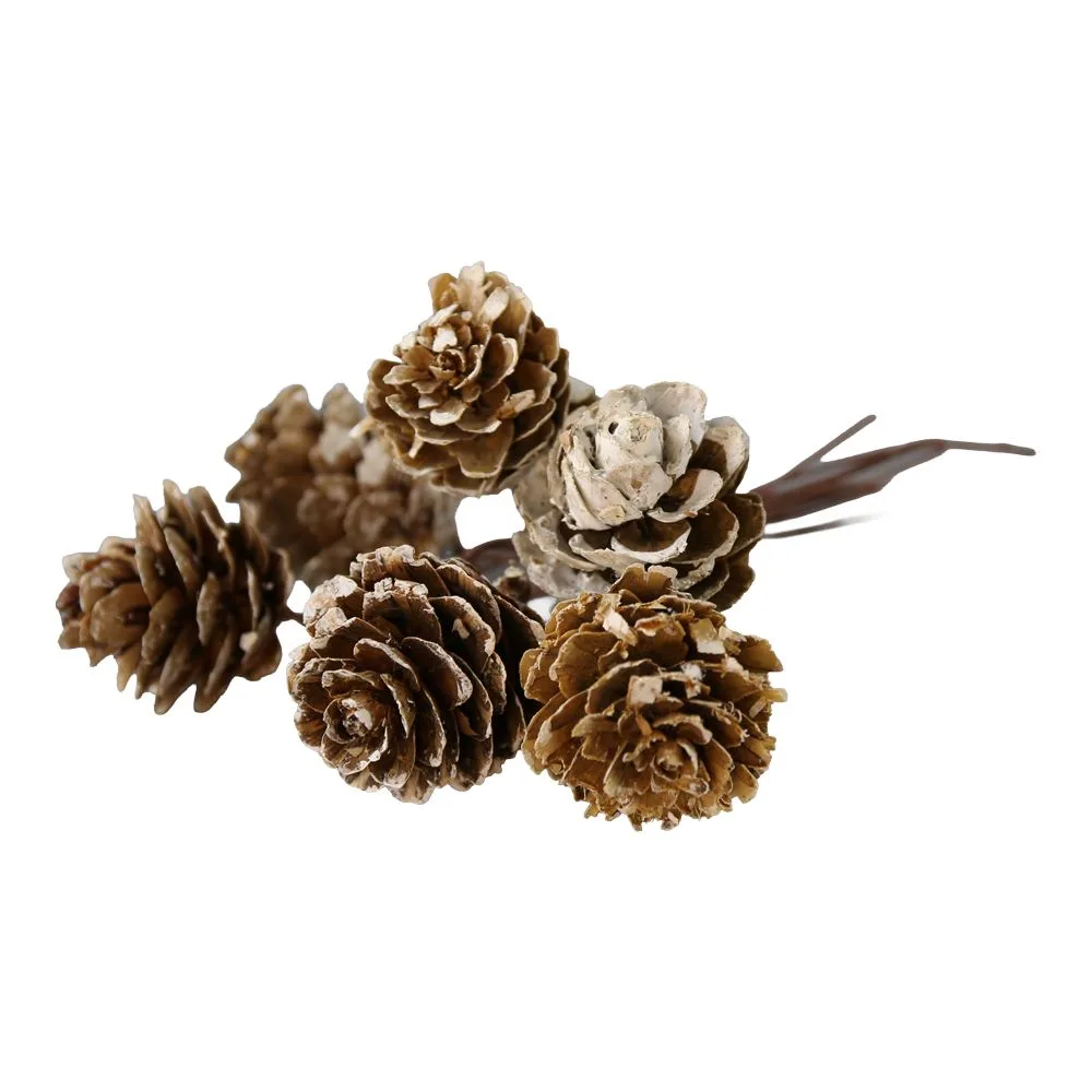 Decorațiuni de interior - Pick decorativ cu 6 conuri de brad inzapezite 12 cm
