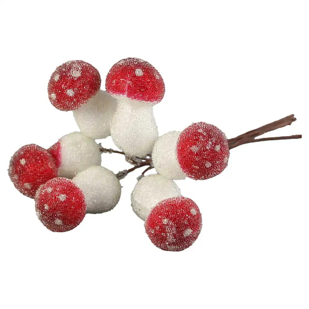 Ornamente și figurine decorative - Pick decor ciupercuta cu glitter 13 cm