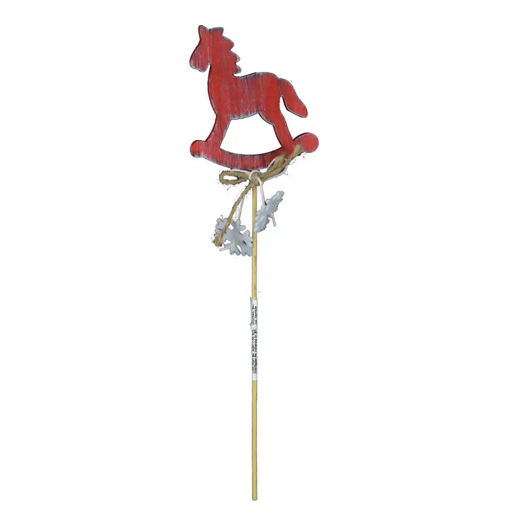 Decorațiuni de interior - Pick decorativ de Craciun din lemn calut balansoar cu fulgi de zapada 29 cm