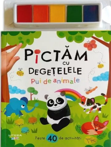 Cărți de colorat - Pictam cu degetelele. Pui de animale
