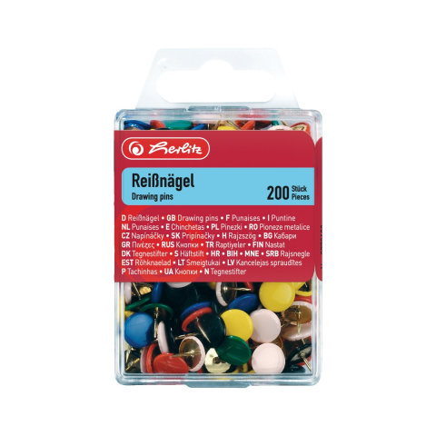Instrumente și accesorii birou - Pioneze metalice color 200/set Herlitz