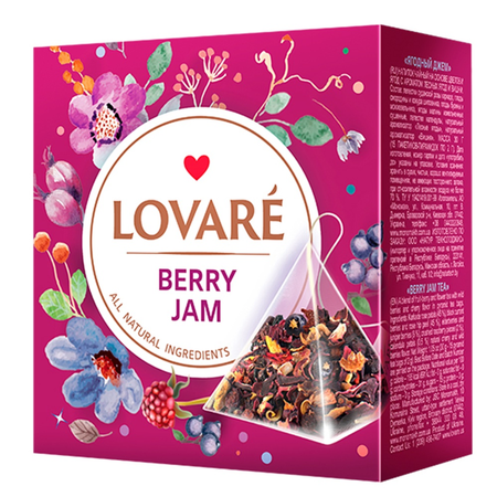 Ceaiuri premium Basilur - Amestec de hibiscus, fructe si petale de flori Berry Jam 15 plicuri x 2 g Lovare