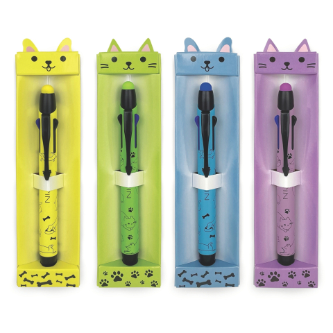Rechizite școlare - Pix 3 culori in 1 Furry Friends cu varf touch 4 modele diferite