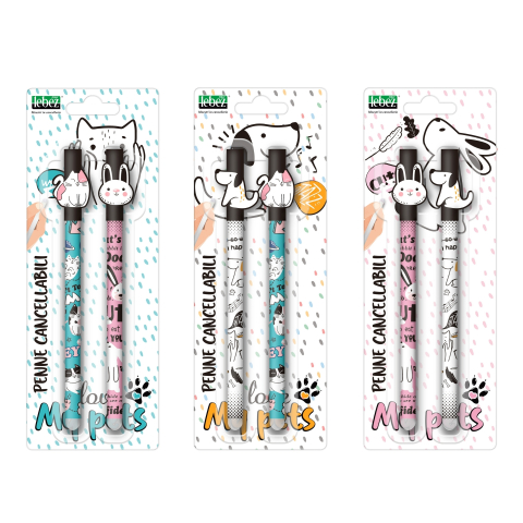 Rechizite școlare - Pix care se sterge cu capac My Pets Lebez culori diferite