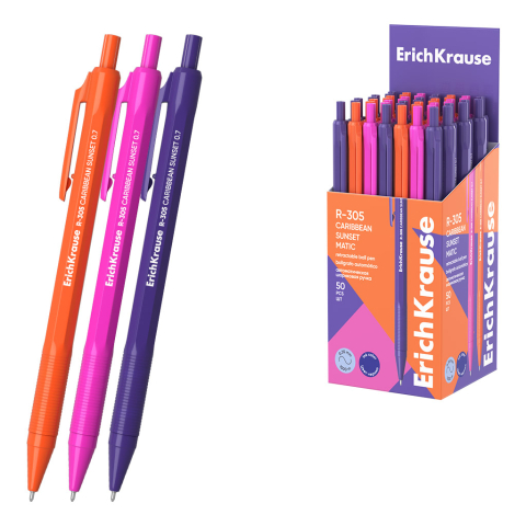 Noutăți Librăria Compas - Pix click ErichKrause R-305 Matic Caribbean Sunset 0.7 mina albastra