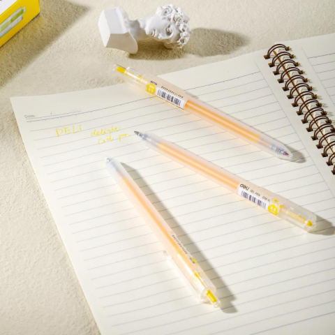 Pix cu gel cu mecanism 0.5 mm galben Delight Deli [2]