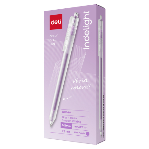 Pix cu gel cu mecanism 0.5 mm violet purpuriu Deli [1]