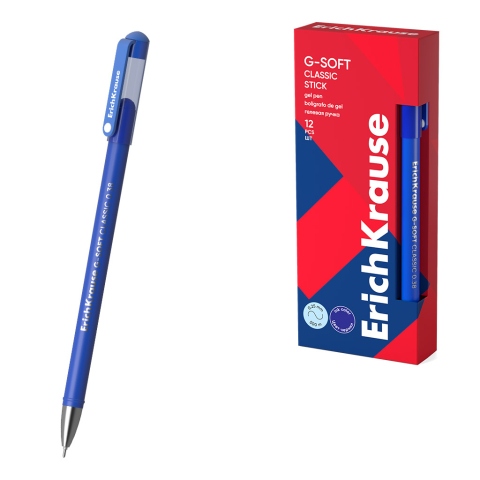 Scriere și corectare - Pix cu gel G-Soft Stick Classic 0.38 mm albastru ErichKrause